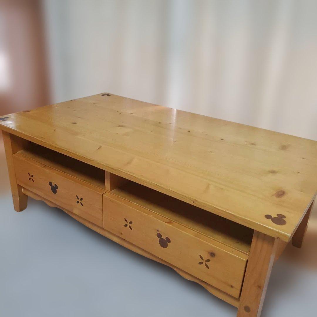 ベルメゾン ディズニー リビングテーブル ミッキーモチーフ 引き出し付き 机