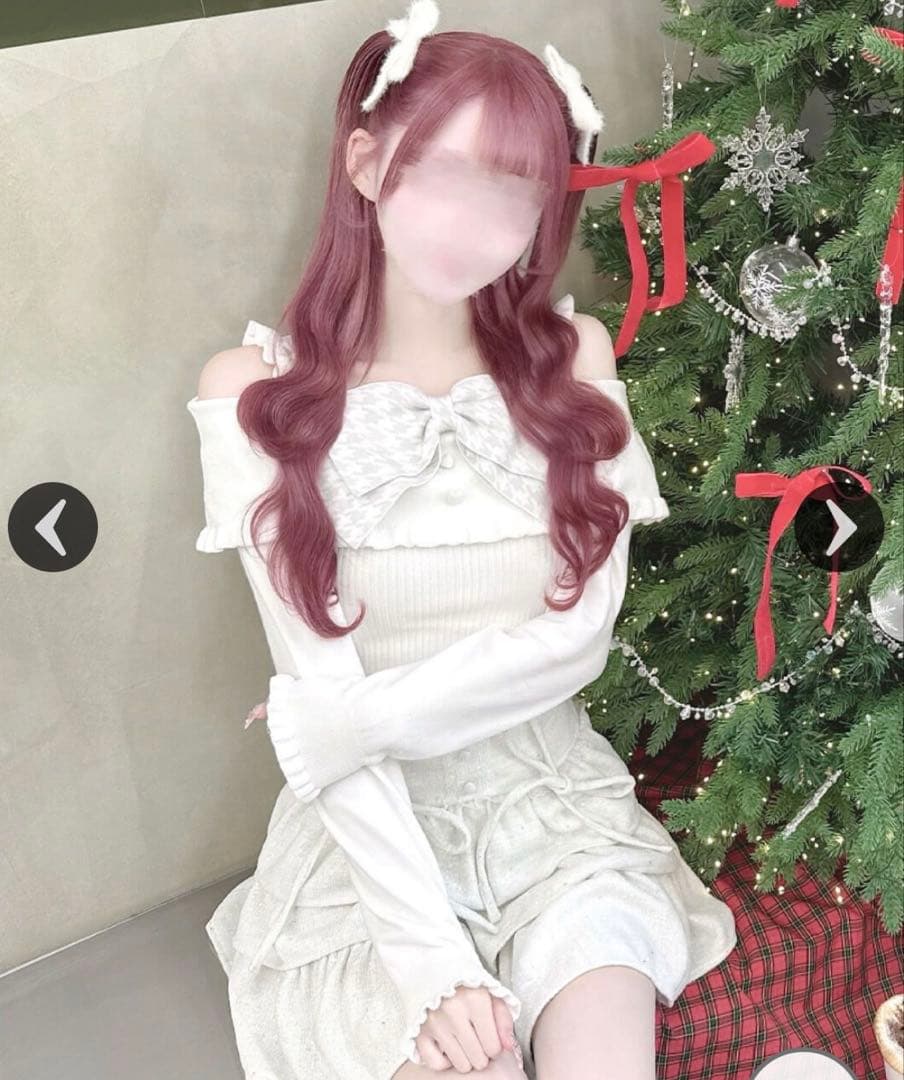 ハニーミュウ ビッグリボンオフショルニットトップス ホワイト XS