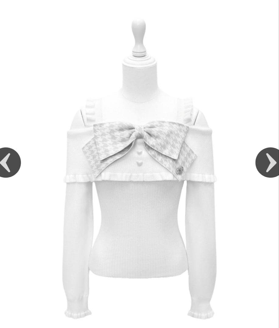 ハニーミュウ ビッグリボンオフショルニットトップス ホワイト XS