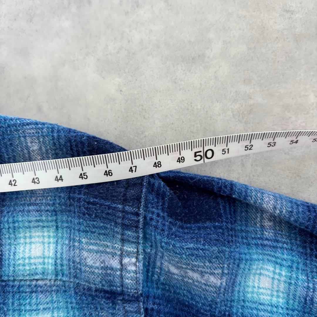 【60s】searsシアーズ プリントネルシャツ ブルー M vintage