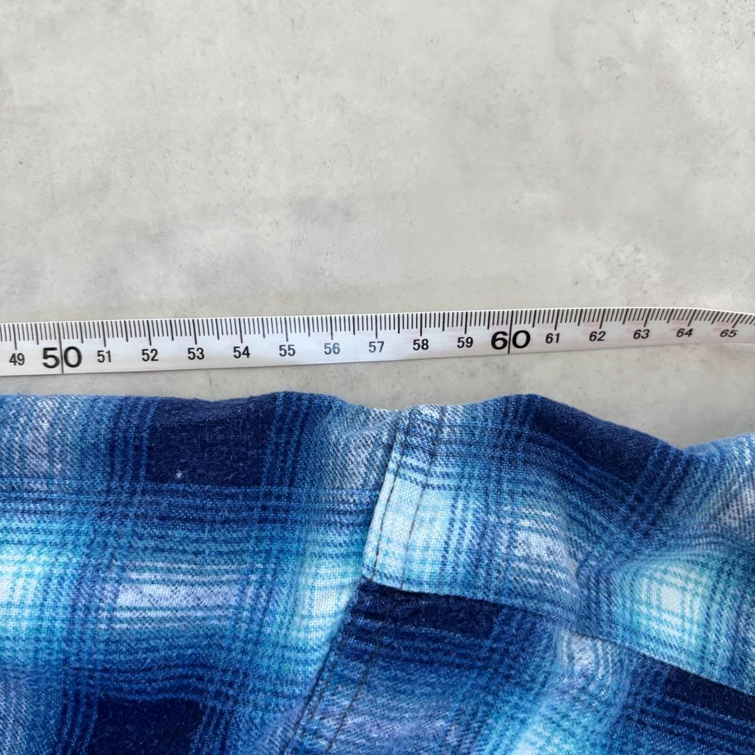 【60s】searsシアーズ プリントネルシャツ ブルー M vintage