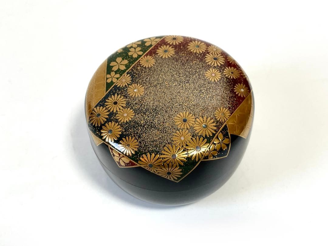 大多尾重則作　色紙春秋蒔絵　平棗　なつめ　棗　茶道具　共箱　蒔絵　桜　菊