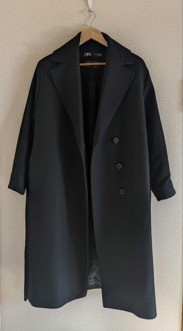 ZARA ブラック ロングコート Mantecoウール