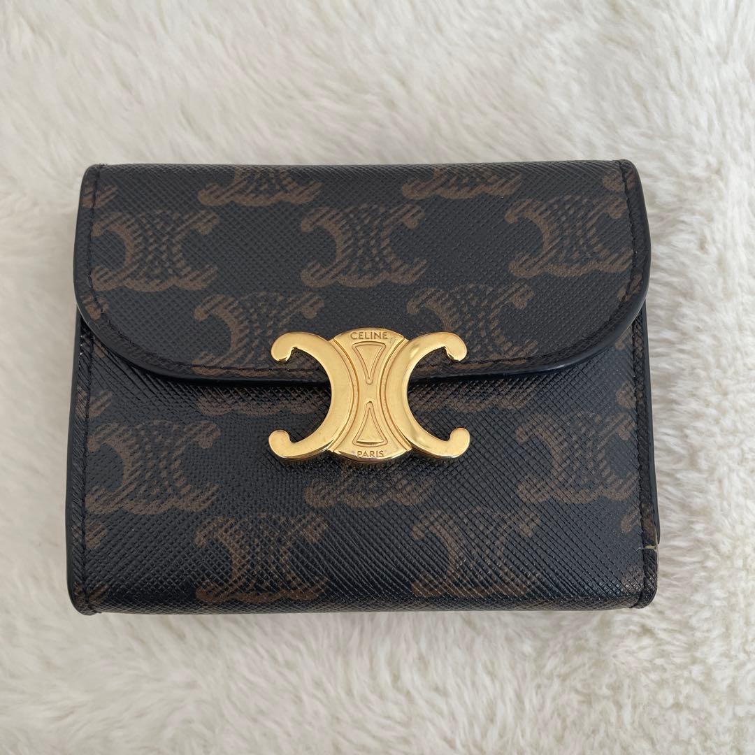 CELINE スモール フラップウォレット トリオンフ　トリオンフキャンバス
