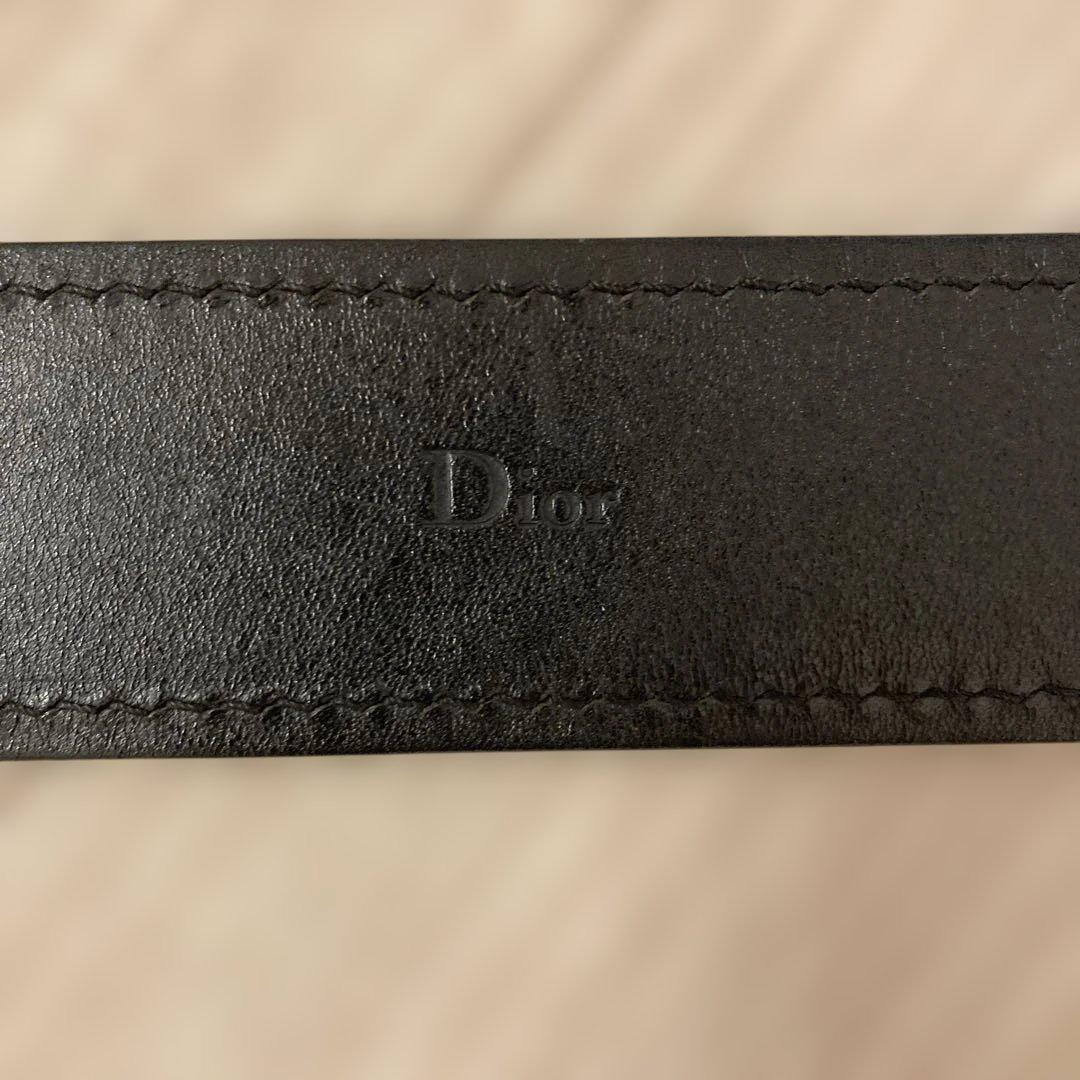 Dior Homme Dバックルブラックレザーベルト