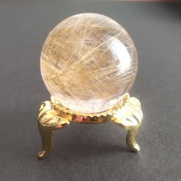 ルチルクォーツ スフィア マニハール ヒマラヤ水晶 天然石 パワーストーン 置物