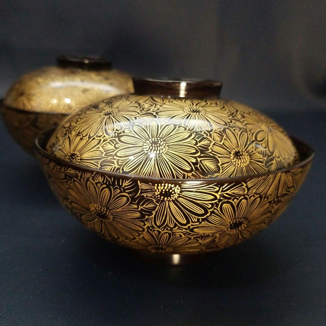 専用 総沈金 菊花詰 吸物椀 5客　懐石椀 茶道具