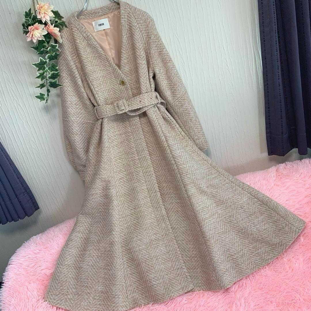 ゆ*え様 定額4.2万 美品✨ファーファー 23AW ヘリンボーンツイードコート