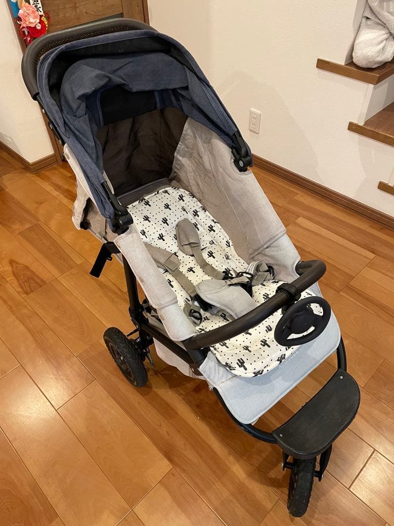 エアバギー ココプレミア　デニム生地　折りたたみベビーカー
