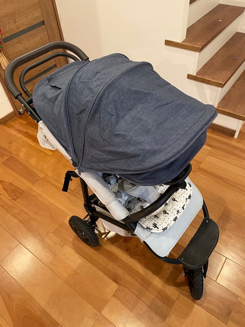 エアバギー ココプレミア　デニム生地　折りたたみベビーカー