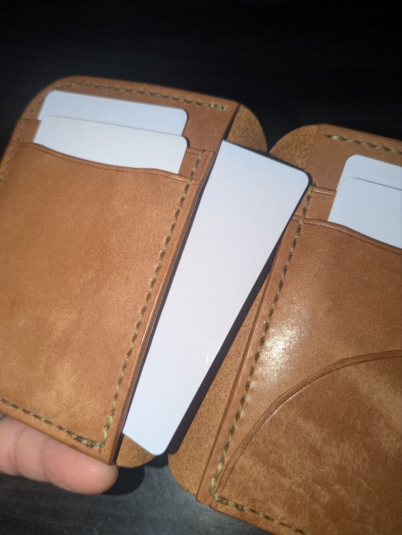 イタリアンレザー マネークリップ コンパクト財布 ハンドメイド 総手縫い