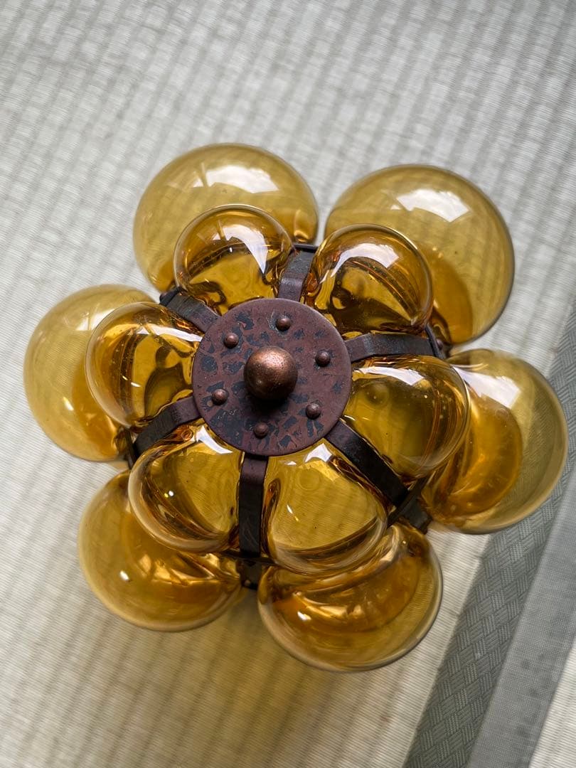 超希少　アンティーク　琥珀色　照明　壁付　ガラス＆鉄製 E26 LED対応