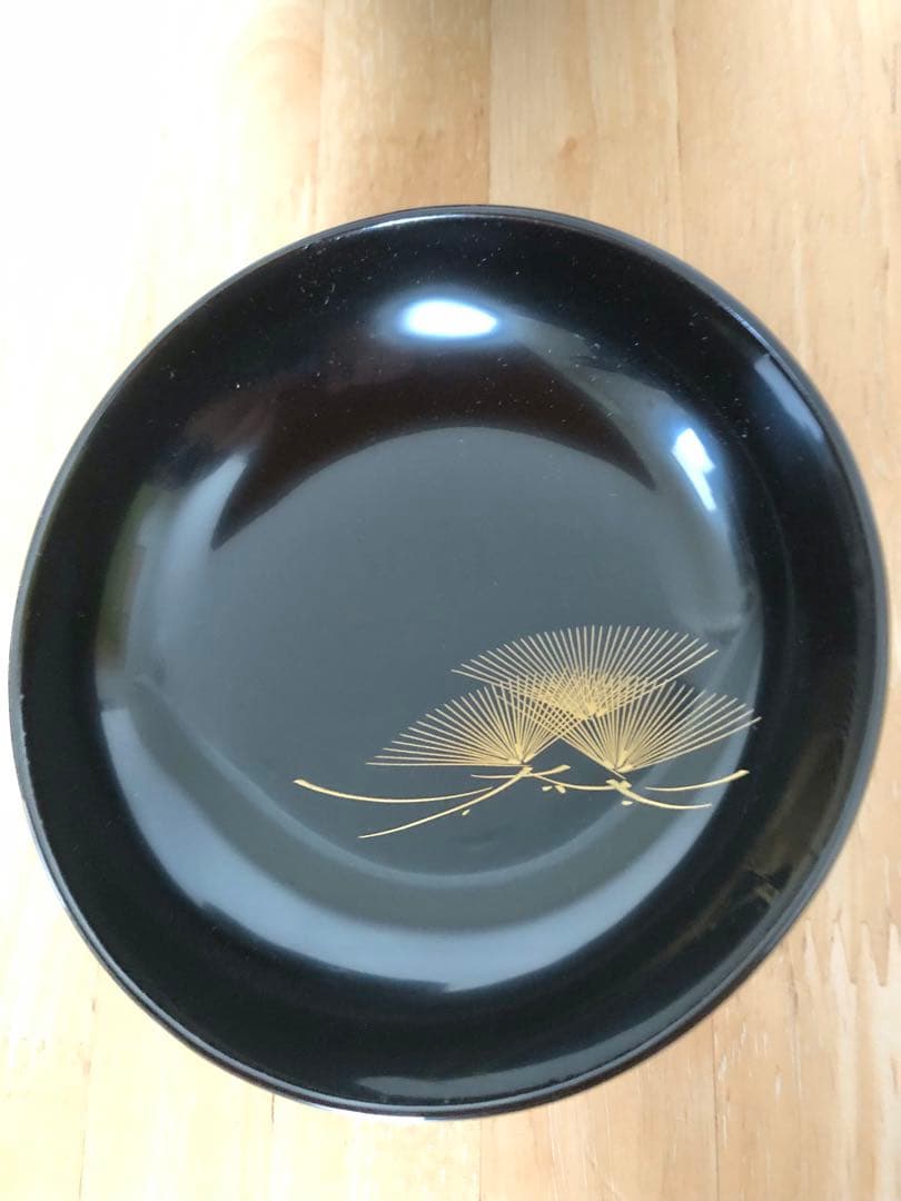 【輪島塗】【希少】木製漆器 吸物椀 蓋付き（見開きまで模様付き）5客セット