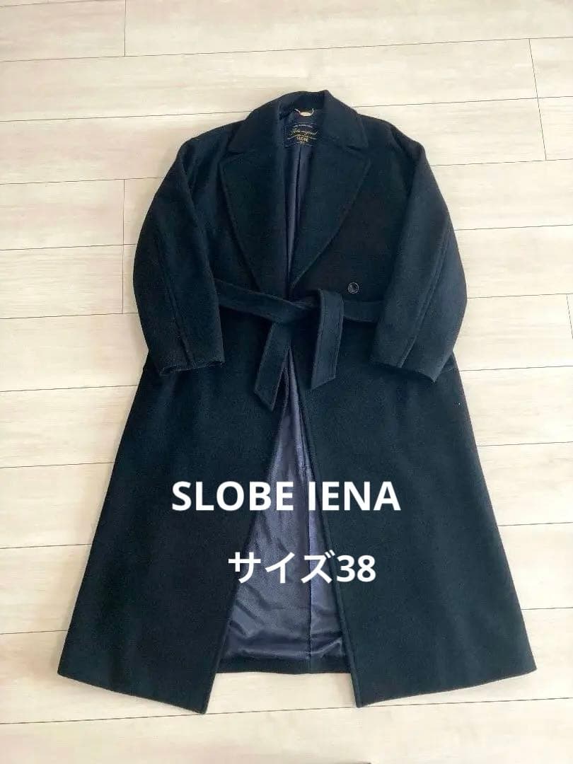 スローブイエナ ブラックロングコート 38