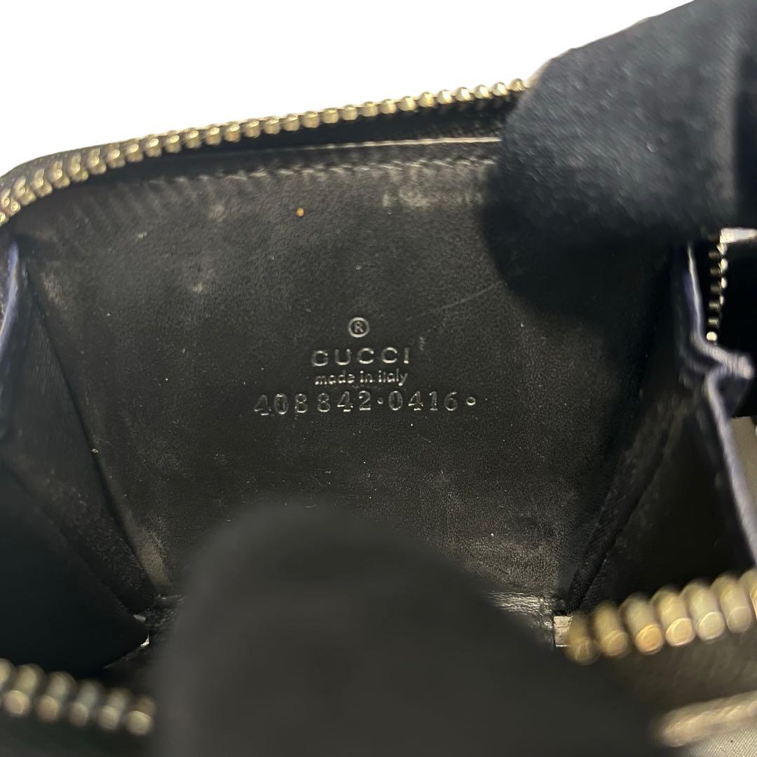 希少✨グッチ ケース GGシマ ラウンドファスナー ロゴ型押し バイカラー