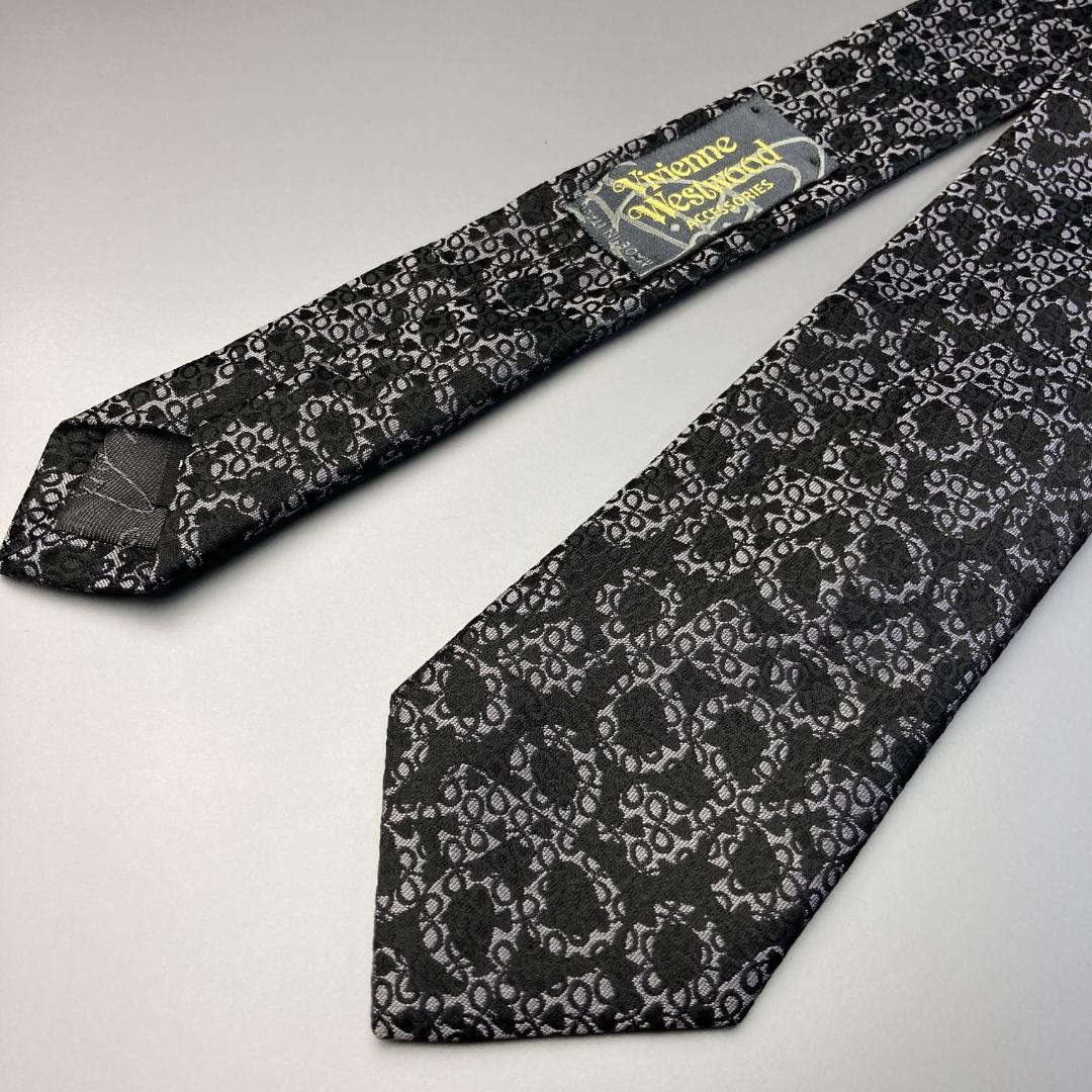 【希少】ヴィヴィアンウエストウッド　スクイグル柄　総柄スリムネクタイ　ナロー