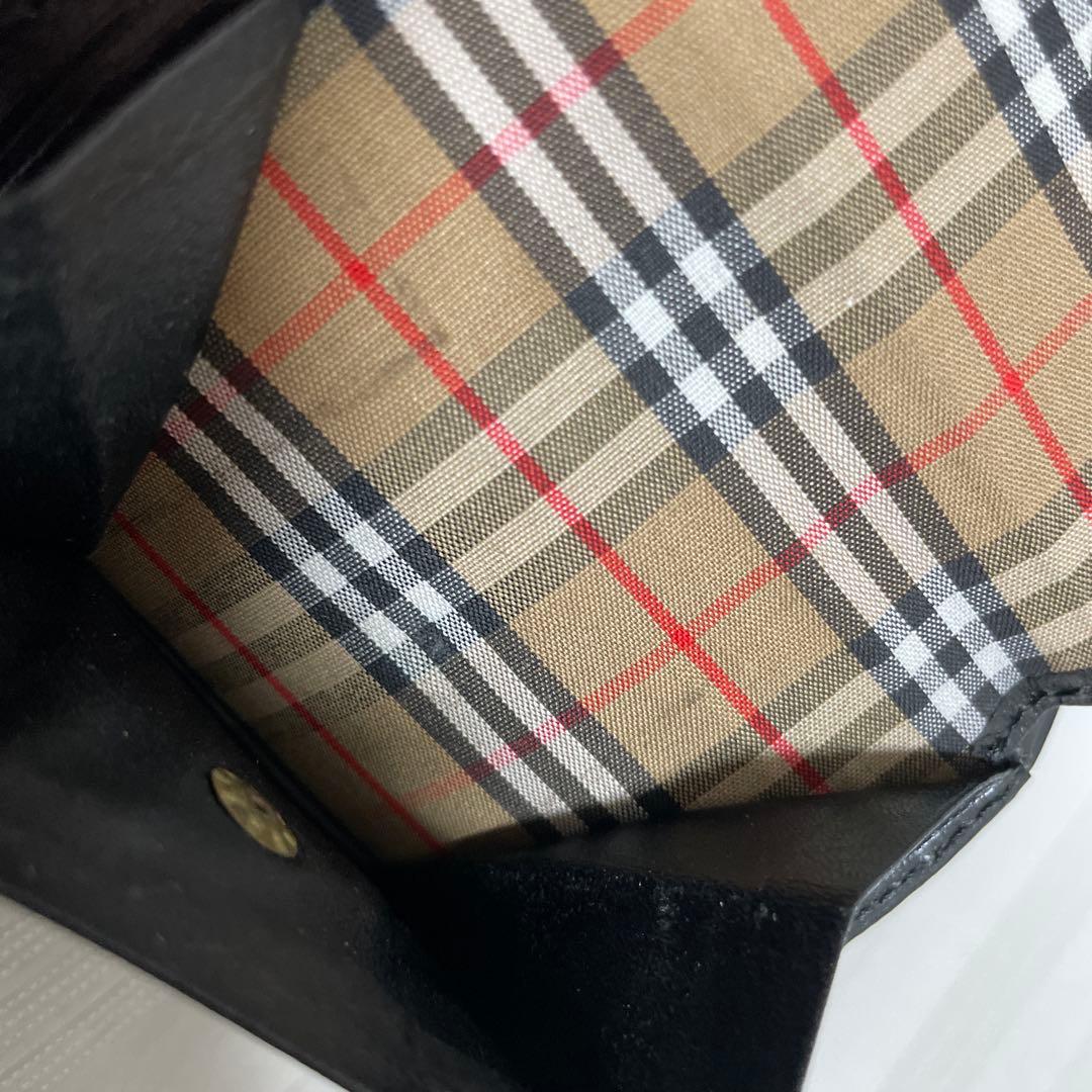 BURBERRY バーバリー 2つ折り財布 レザー ブラック 未使用 劣化あり