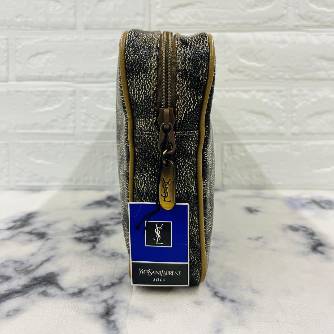 【未使用】イヴサンローラン ボストンバッグ 総柄 大容量 ポーチ付き 極美品