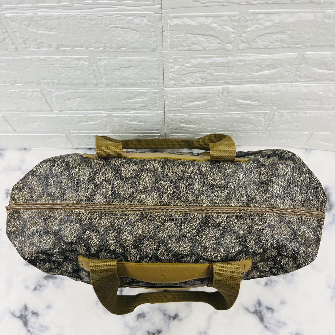 【未使用】イヴサンローラン ボストンバッグ 総柄 大容量 ポーチ付き 極美品