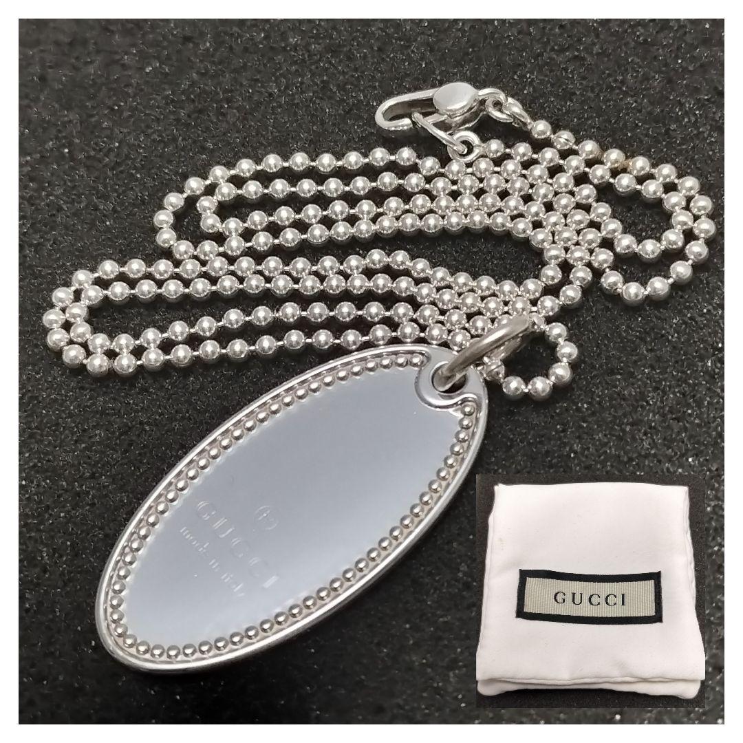 GUCCI オーバル プレート ネックレス 925 ボールチェーン
