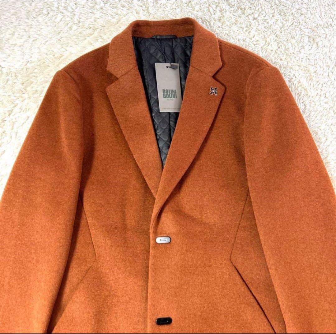 【新品タグ付・未使用】BOLINI 高級高品質ウールカシミヤチェスターコート M