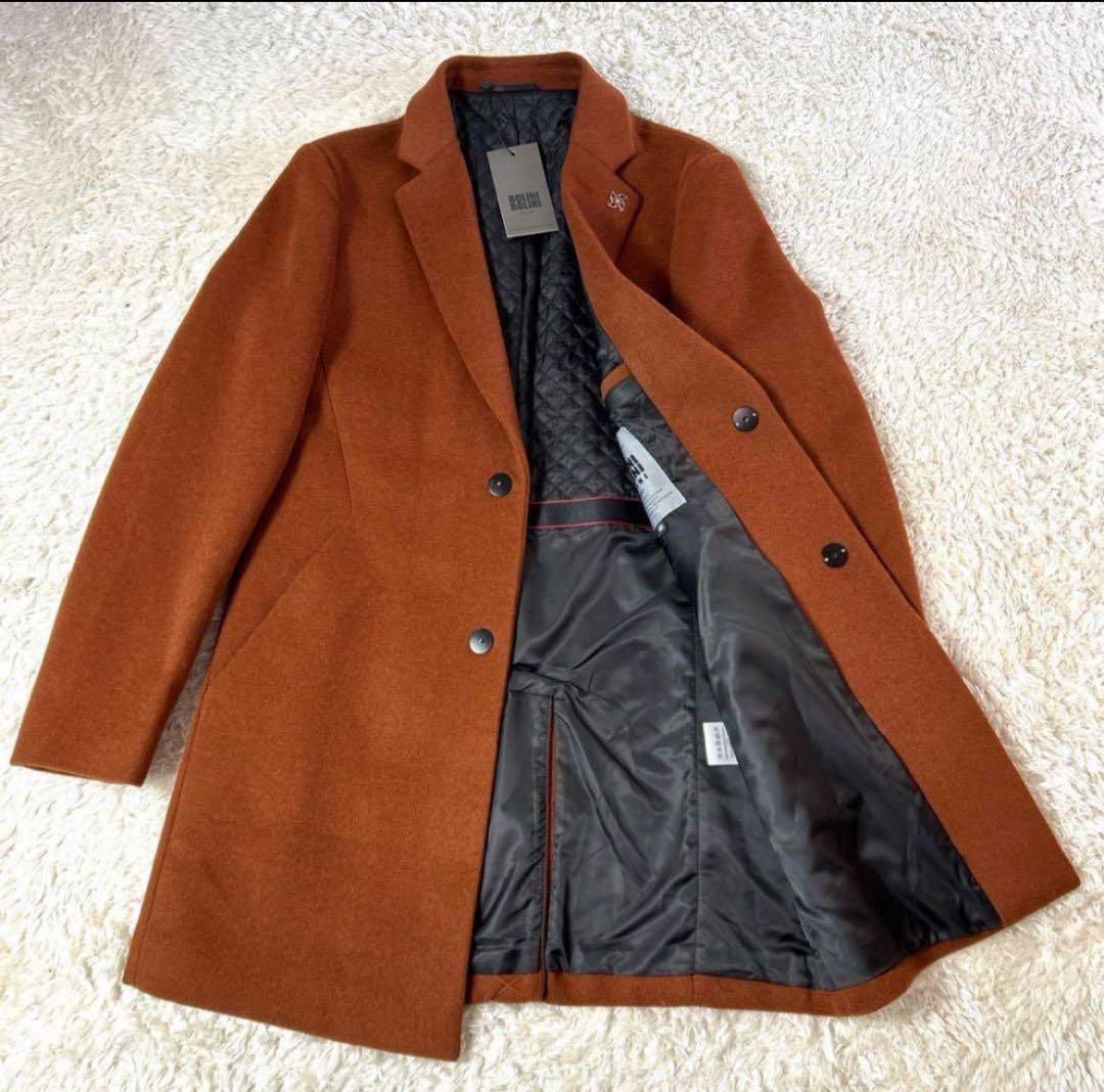 【新品タグ付・未使用】BOLINI 高級高品質ウールカシミヤチェスターコート M