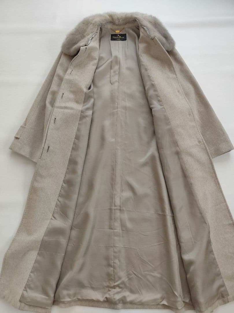 Liliane Burty カシミヤ セーブル ミンクファー ロングコート L