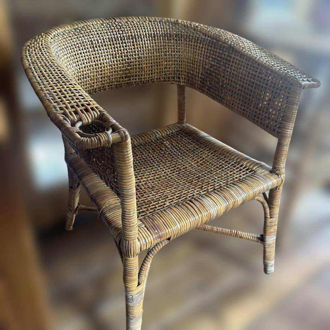 お値下げ❣️ヴィンテージラタン製カーブ型ダイニングチェア