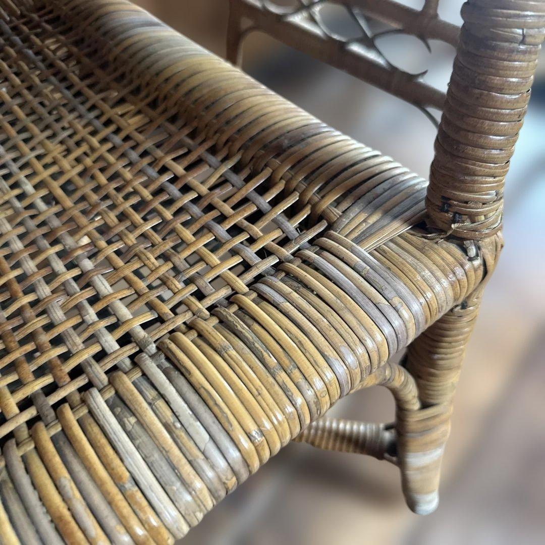 お値下げ❣️ヴィンテージラタン製カーブ型ダイニングチェア