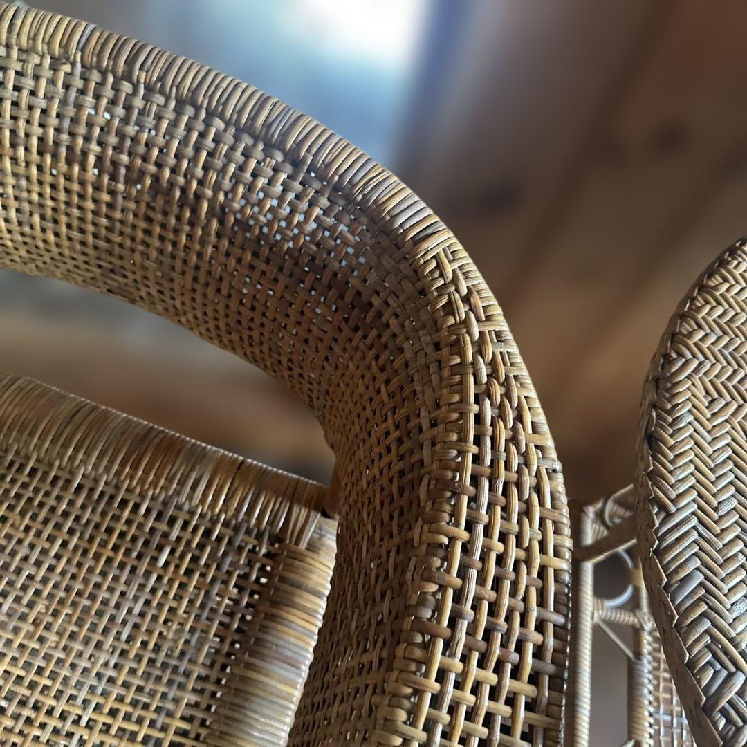 お値下げ❣️ヴィンテージラタン製カーブ型ダイニングチェア
