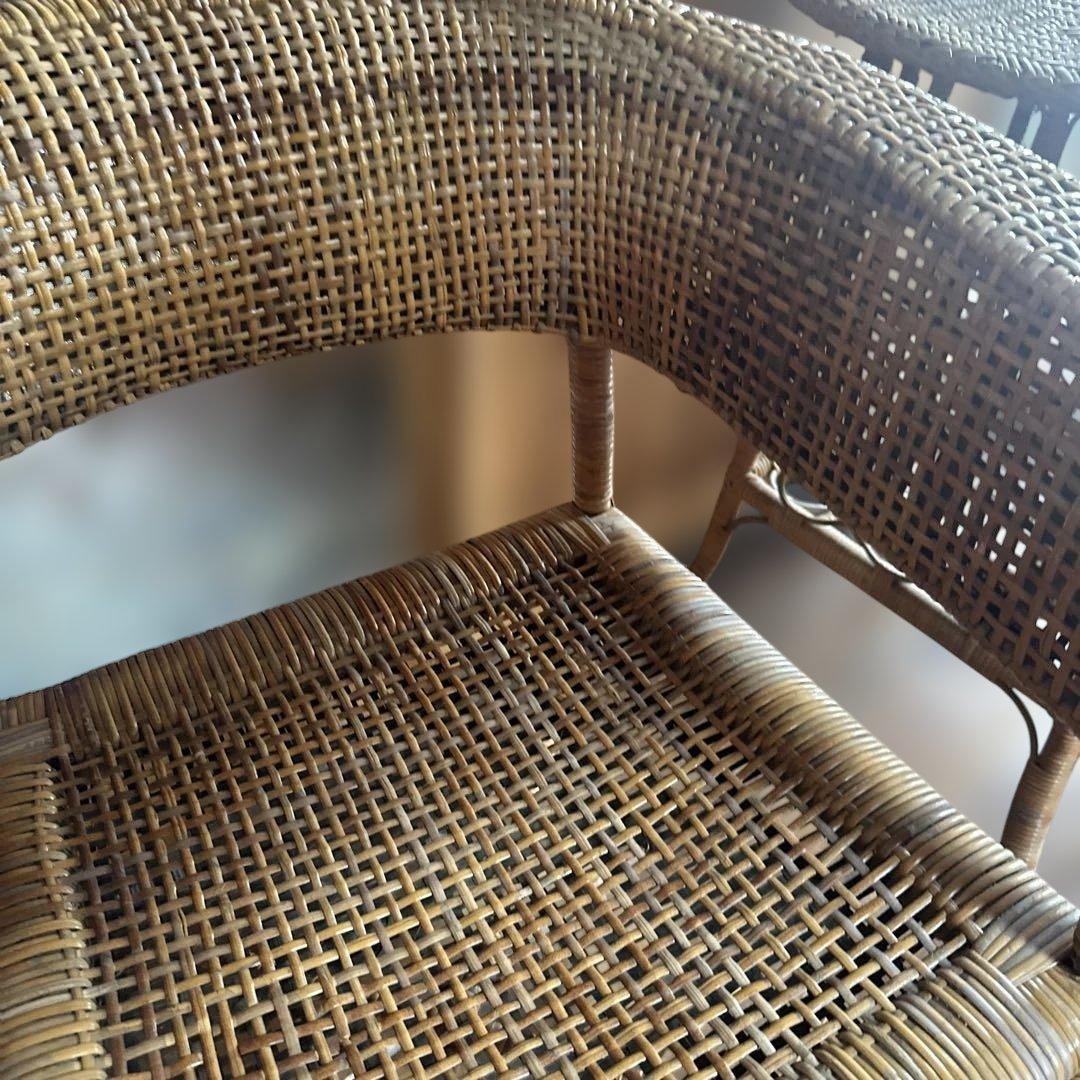 お値下げ❣️ヴィンテージラタン製カーブ型ダイニングチェア