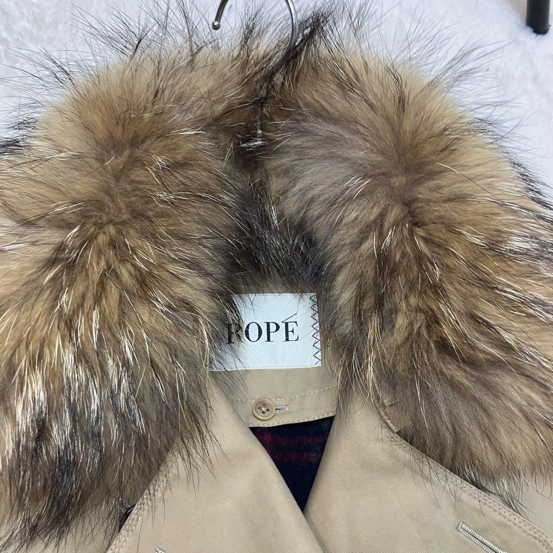 美品✨ロペ ラクーンファー チェックウールライナー 3way トレンチコート L