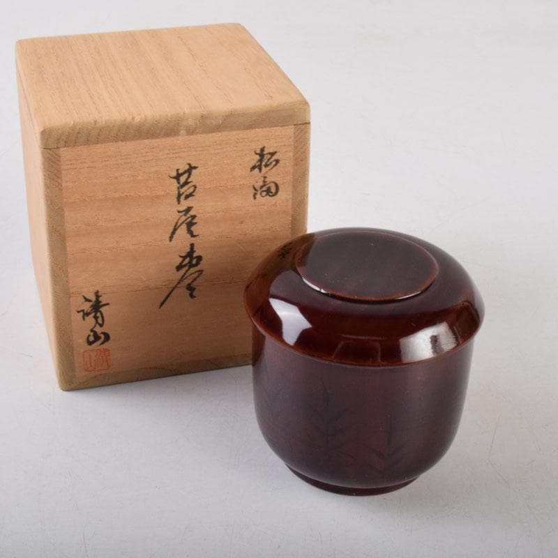 茶道具　清山作　松溜塗　鳥蒔絵　苫屋棗　共箱　V　8583