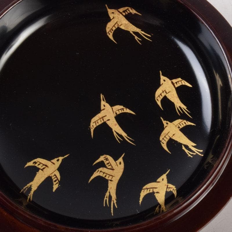 茶道具　清山作　松溜塗　鳥蒔絵　苫屋棗　共箱　V　8583