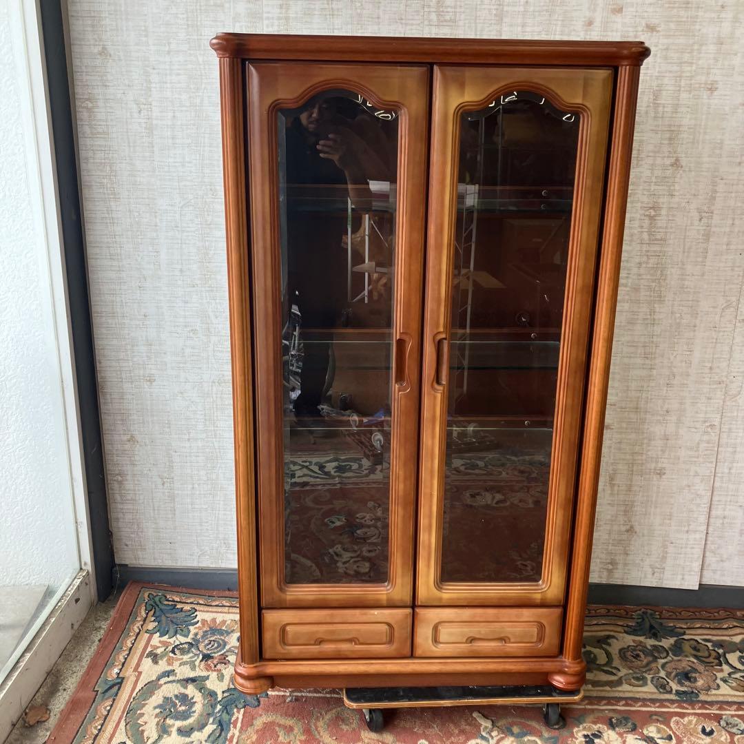 アンティーク TAKEDOMI 木製ガラスキャビネット ショーケース 飾り棚