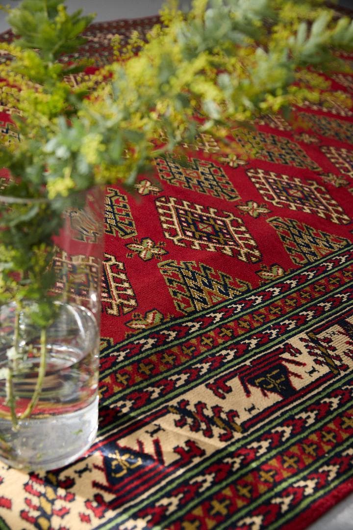 ヴィンテージラグ　ペルシャ絨毯　トライバルラグ（237×166cm）赤　緑　茶