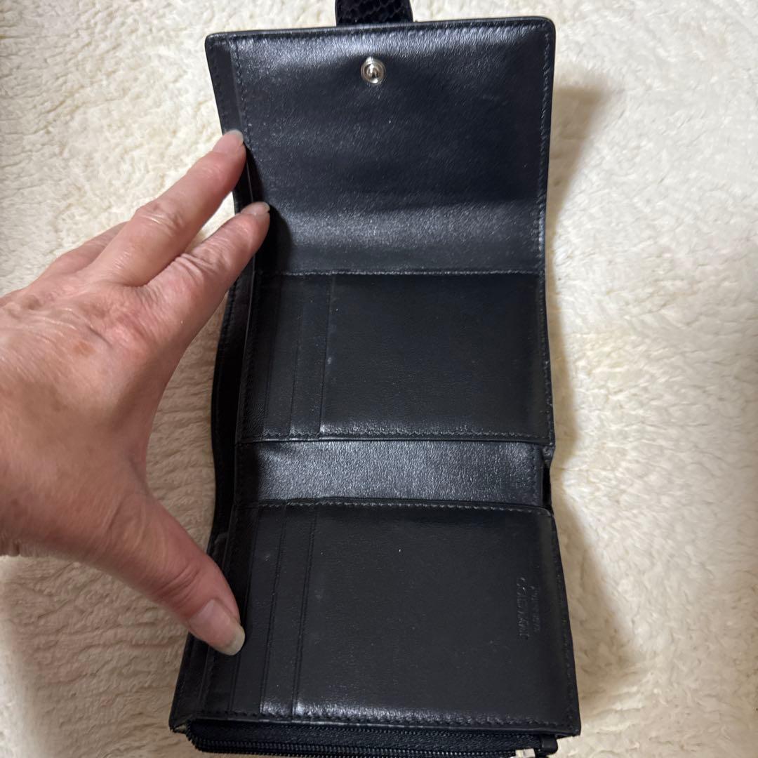 JIMMY CHOO ブラックレザー三つ折り財布