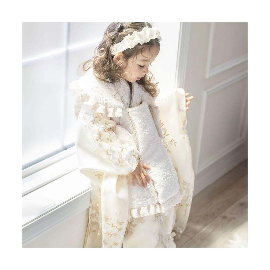 キャサリンコテージ七五三フラワーレース着物ワンピ+被布スリッポンカチューシャ