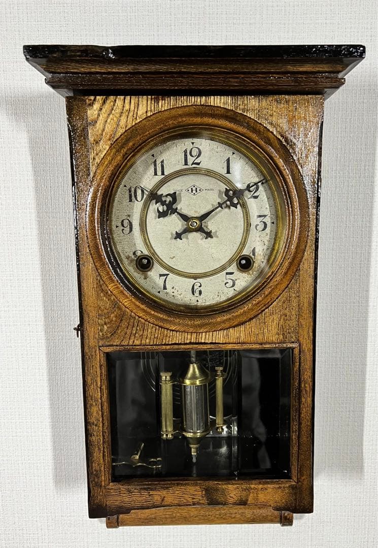 振り子時計TRADA H MARK ゼンマイ掛け時計柱時計ボンボン時計古時計動品