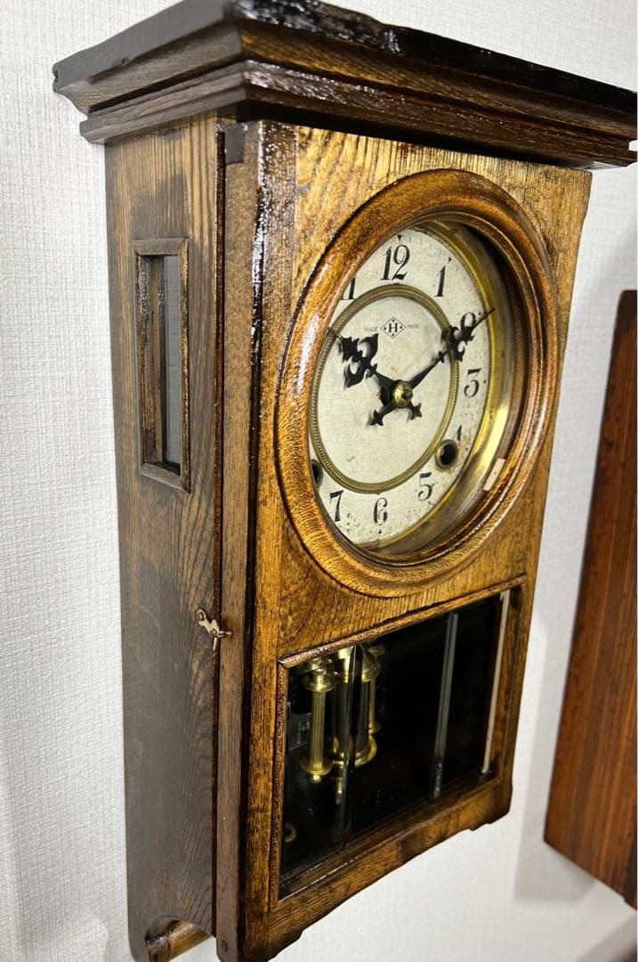 振り子時計TRADA H MARK ゼンマイ掛け時計柱時計ボンボン時計古時計動品