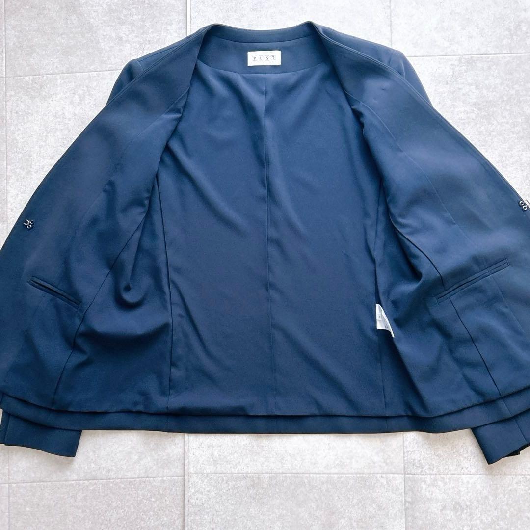極美品✨ PLST トリアセブランド ノーカラー セットアップ 紺 M 2023