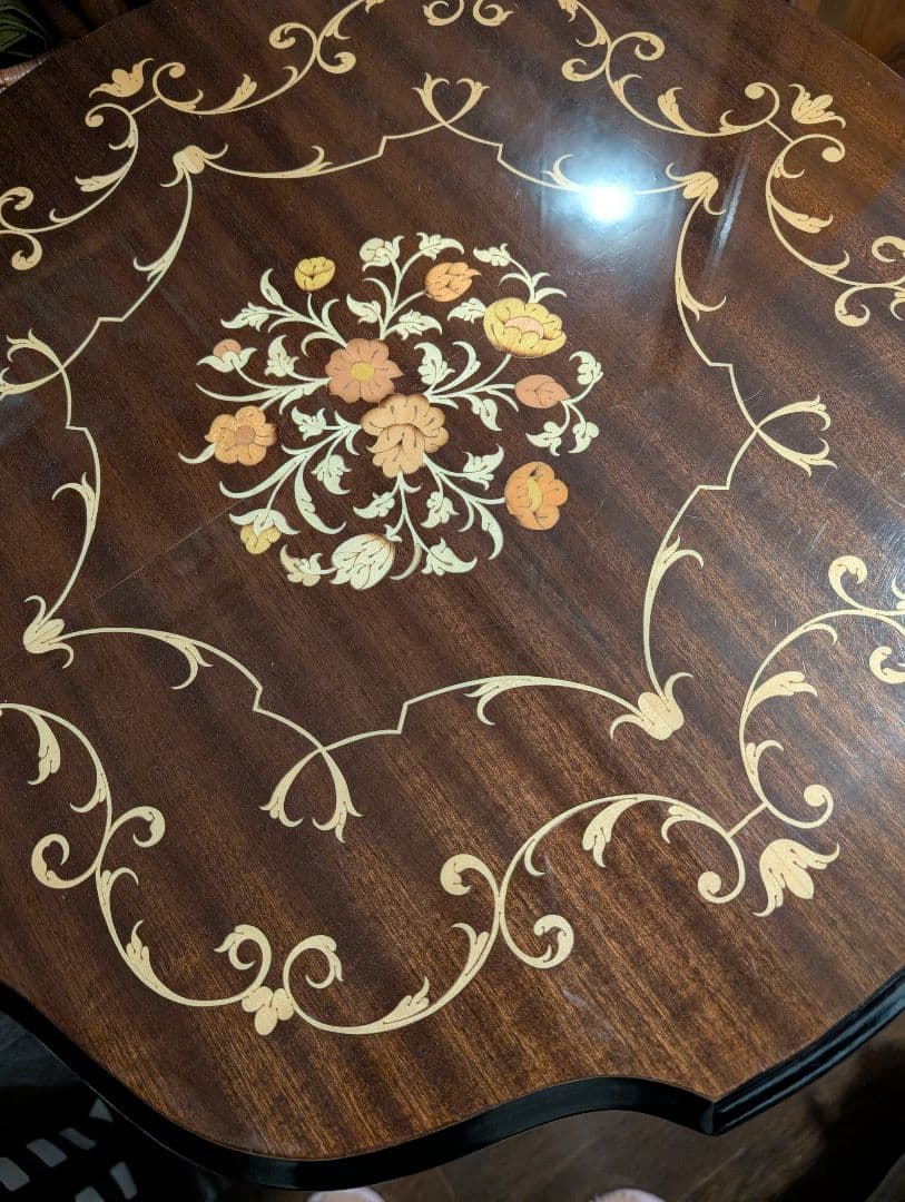 花模様八角形木製テーブル✶ITALY✶