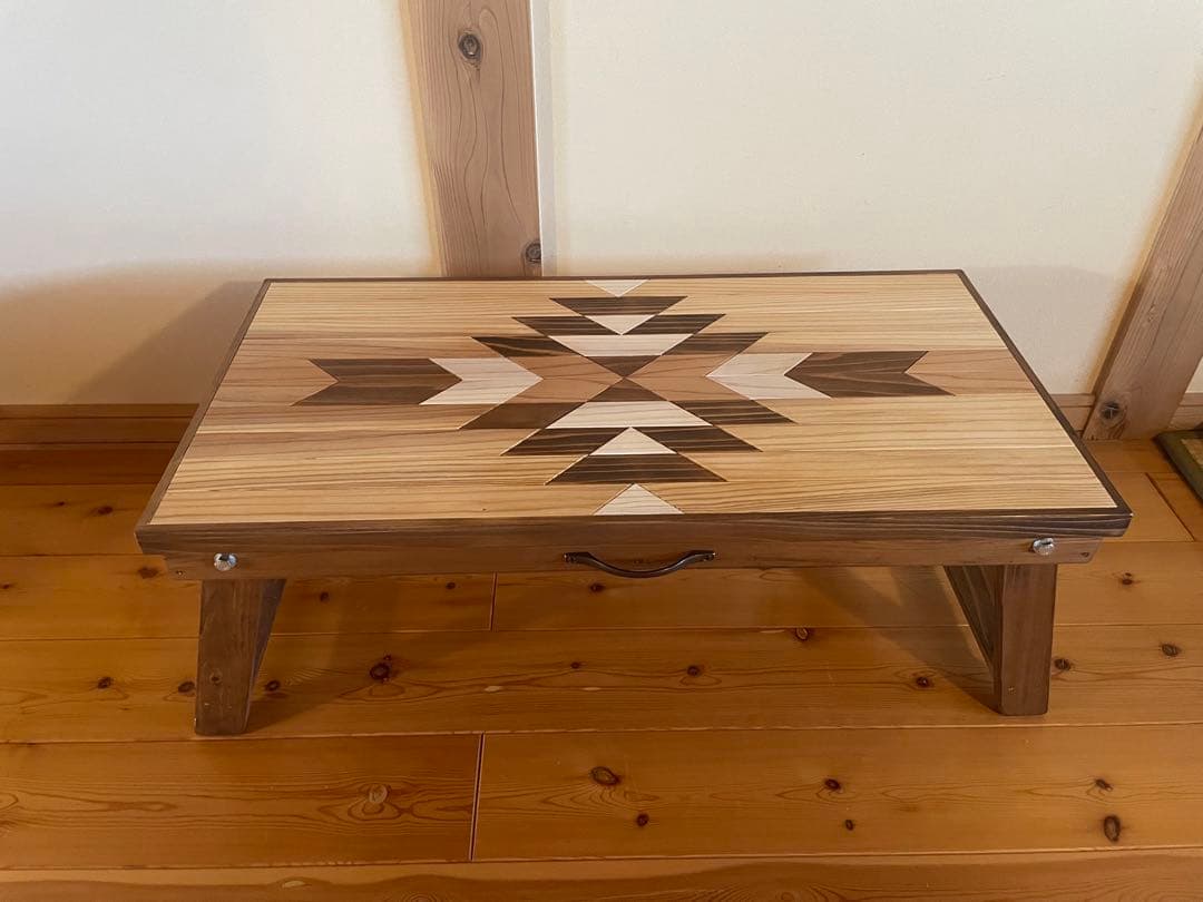 木製オルテガ柄　ローテーブル