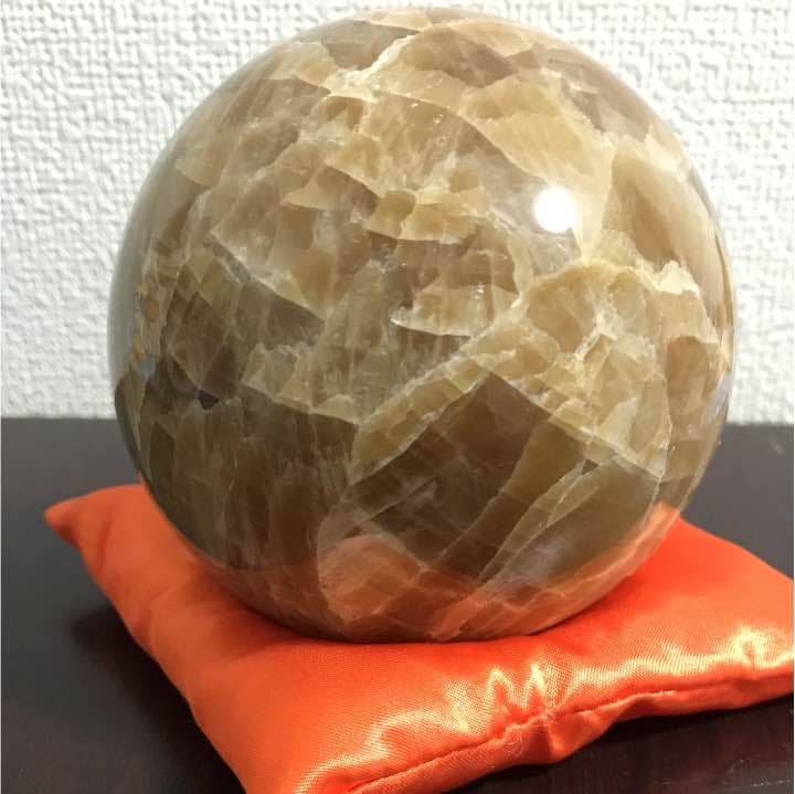 激安！　オレンジカルサイト 約1.2kg 水晶 丸玉