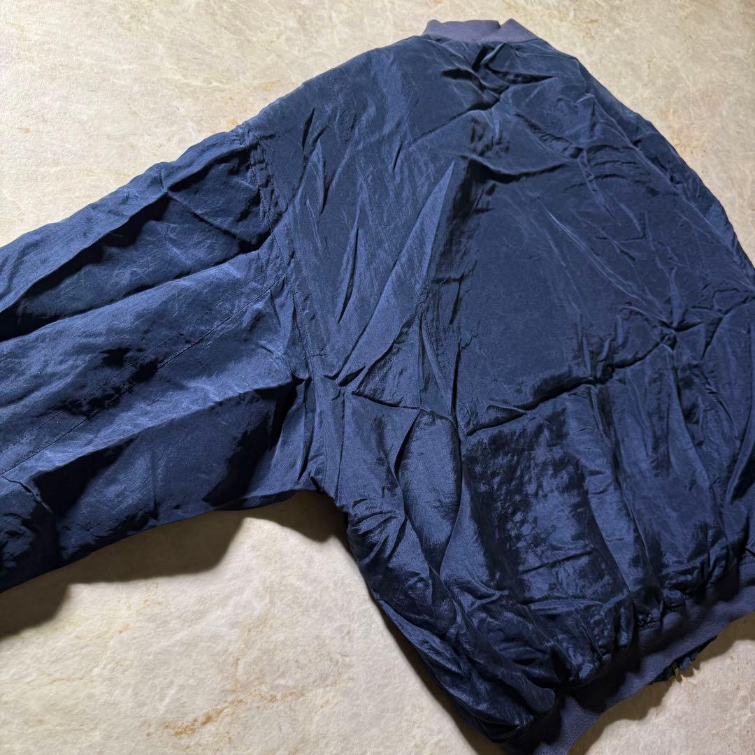 80sシルクブルゾン古着ネイビー中綿フライトジャケット型短丈L美品当時物CBOY
