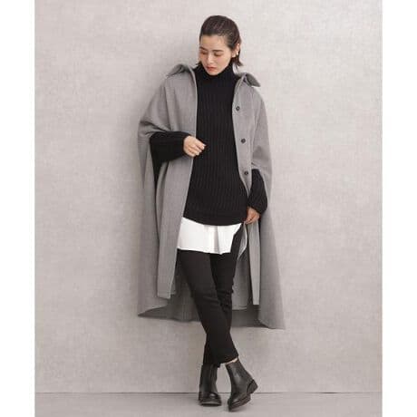 新品 タグ付き ナノユニバース ロングケープコート 38 Mサイズ グレー