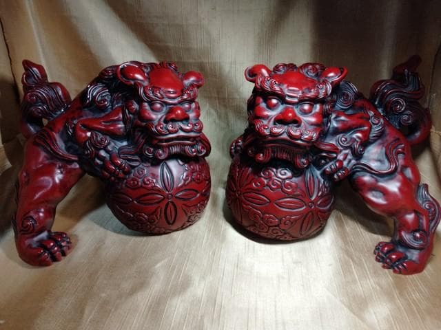 重量級　シーサー 獅子 縁起置物 寿山石　1個5kg　20x21x19cm