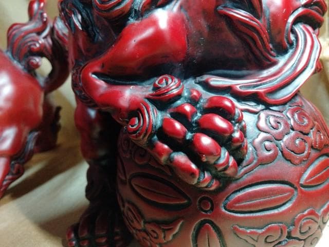 重量級　シーサー 獅子 縁起置物 寿山石　1個5kg　20x21x19cm