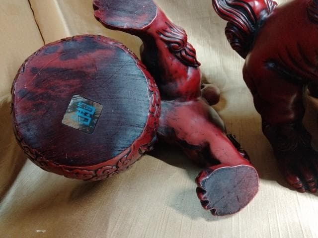 重量級　シーサー 獅子 縁起置物 寿山石　1個5kg　20x21x19cm