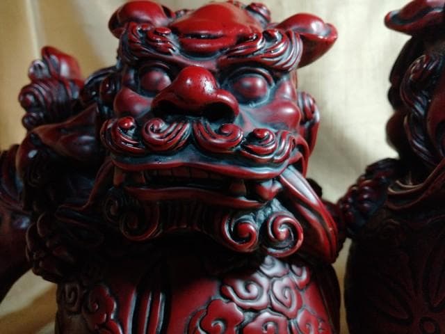 重量級　シーサー 獅子 縁起置物 寿山石　1個5kg　20x21x19cm